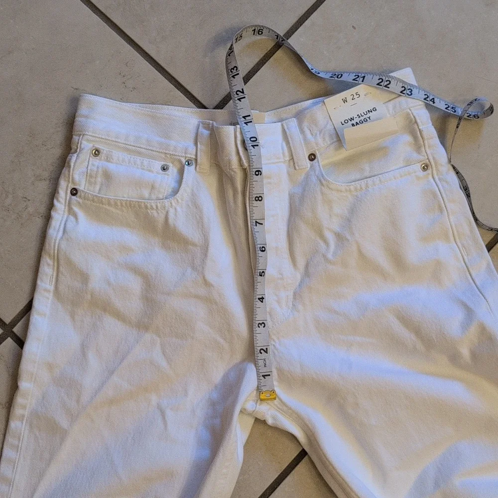 NWT Madewell Low-Slung Baggy Jeans Pure White Rigid Denim With Cuff Size 25 - Picture 10 of 13